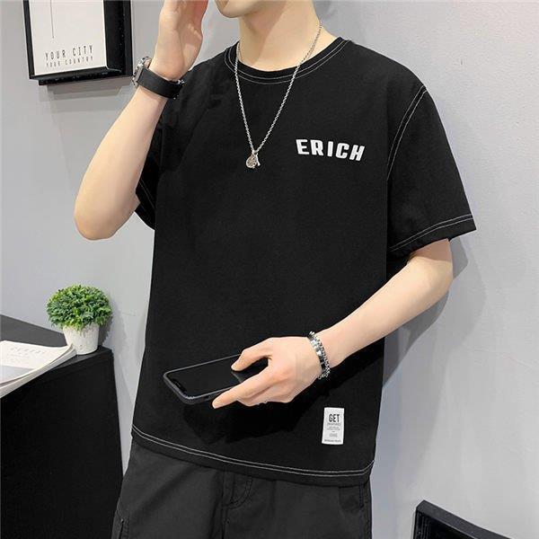 メンズ 半袖Tシャツ 白 Tシャツ 黒Tシャツ クルーネック 白線