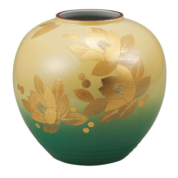 九谷焼 花瓶 8号花瓶・釉裏金箔彩山茶花（花台付） 九谷焼 花瓶 8号花瓶・釉裏金箔彩山茶花（花台付）お祝い 記念品