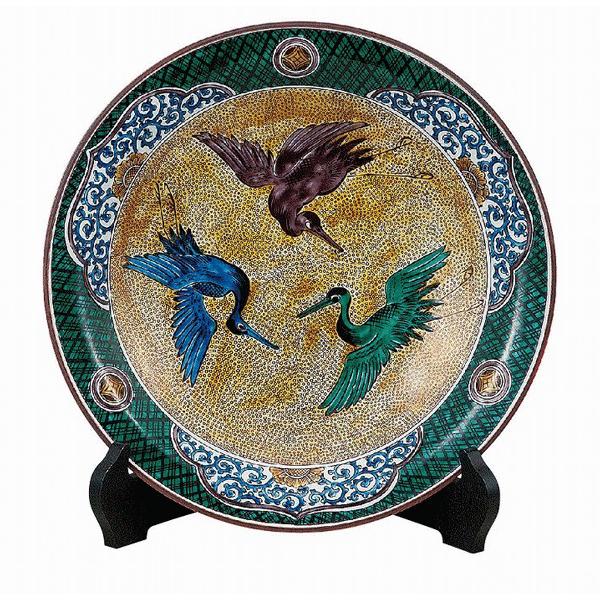 九谷焼 10号飾皿 吉田屋金鶏 飾絵皿 置物 皿立付インテリア 新品