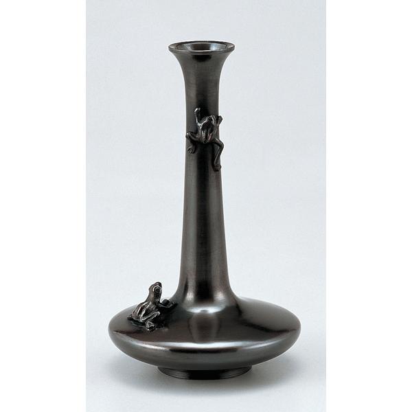 高岡銅器 銅製花瓶 平寛通形 蛙付 美術工芸品 記念品 花活 : 日本もの