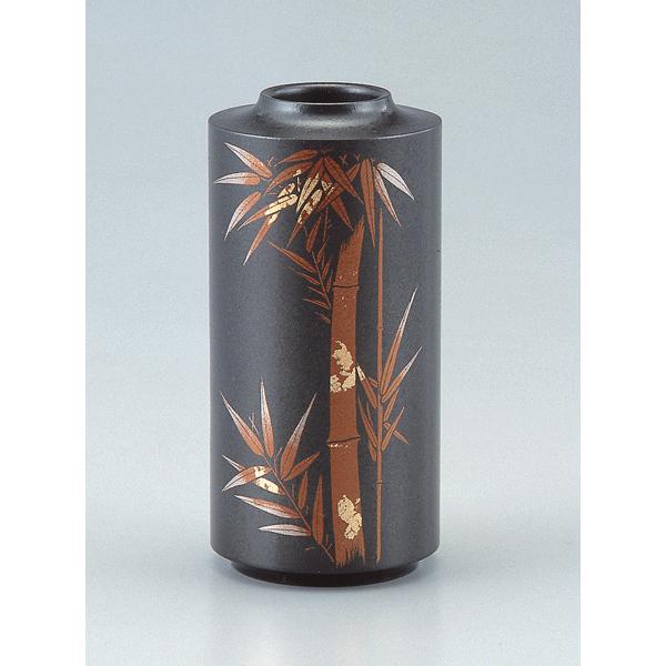 高岡銅器 銅製花瓶 蒔絵 ミニ寸胴 竹 美術工芸品 記念品 花活
