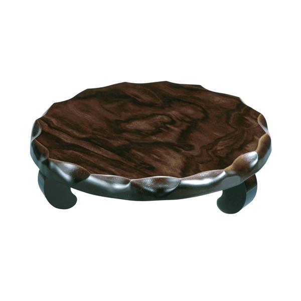 花台・敷板お気に入りの品や季節の花を飾って暮らしに潤いを・・・。【並丸型足付花台】付属の足を取り付けて飾り台として使用できます。足を取り付けずに敷板としても使用できます。足は差し込み式になっています。花台 並丸型足付 黒檀調(足なし兼用）：...