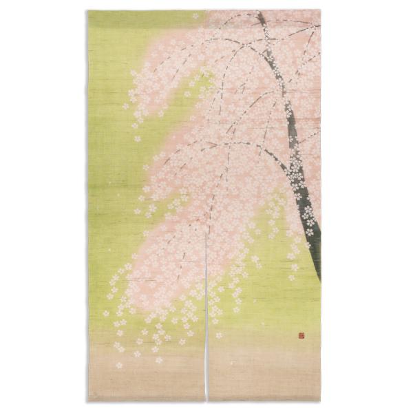 手染め 麻のれん ろうけつ染めのれん「咲桜」すかしのれん「咲桜」 <春