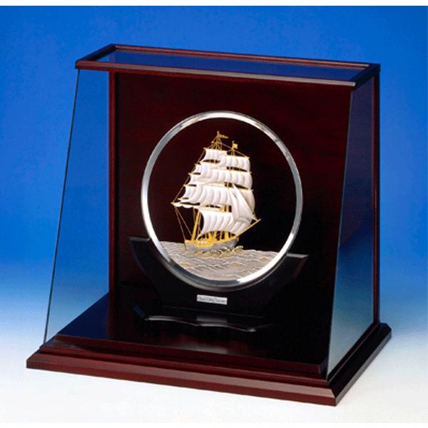 伝統工芸 純銀置物 丸形帆船 7号 スロープケース 吉祥 招福 目標達成