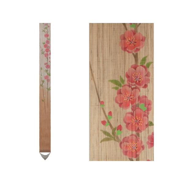 麻織布手染めタペストリー 麻細タペストリー（桃の花）春柄 天然素材