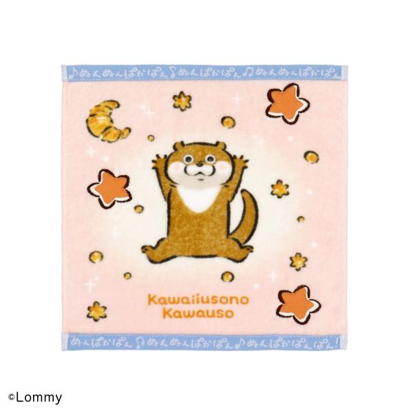 タオルハンカチ タオル 名入れ 刺繍 可愛い嘘のカワウソ ぬんぱかぱん