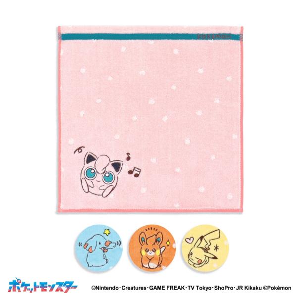 タオルハンカチ タオル 名入れ 刺繍 ポケットモンスター マルチドット
