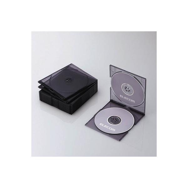ELECOM CD/DVDスリムケース(2枚収納)(10パック)/クリアブラック Accessories