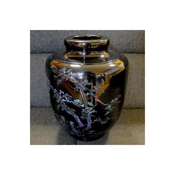 送料無料 ◇ 工芸品 漆 螺鈿 花瓶 直径230×高さ290mm 天朗氣清 恵風和