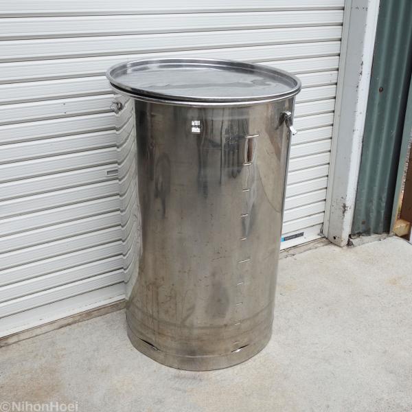 B】 ステンレス オープン タンク 200L ◇ 直径570×高さ936mm 目盛付き