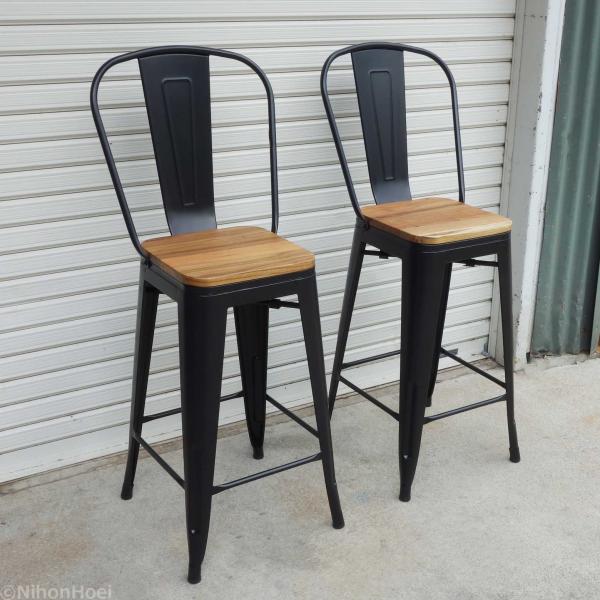 カウンターチェア 2脚セットブラック 回転式背もたれつき高さ調節可能 新品】カウンターチェア 2脚セットブラック 回転式 背もたれつき
