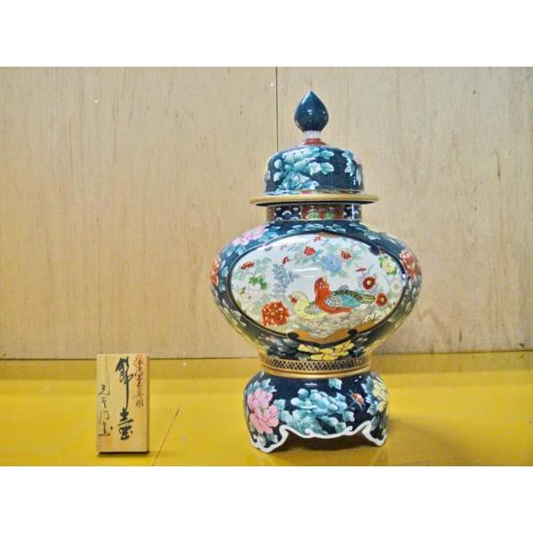 送料無料 ◇ 工芸品 陶磁器 飾壺 光右衛門 幅290×奥行290×高さ490mm