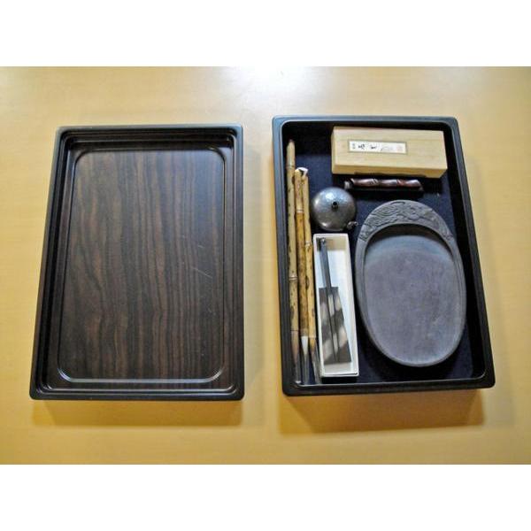 送料無料 ◇ 工芸品 硯 書道具セット 黒檀硯箱 彫刻硯 文明堂筆 送料無料 ◇ 工芸品 硯 書道具セット 黒檀硯箱 彫刻硯 文明堂筆
