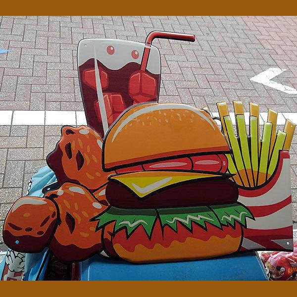 TIN PLATE JUNK FOOD ティンプレート エンボスプレート ブリキ看板 ジャンクフード ハンバーガー ポテト
