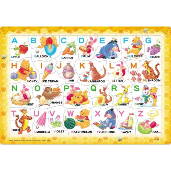 [Release date: June 23, 2023]商品名：プーさんとABCであそぼう！（くまのプーさん）サイズ：26×37.5cm品　番：TEN-DC52-172ピース数：52メーカー：テンヨー補　足：【子供用パズル】【板パズル】【...