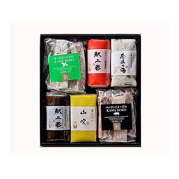 本体価格：3,804円内容量：献上巻×2(昆布×1、赤巻×1)、奈古の海(しぐれ)×1、山吹(黄角)×1、kamaboko×2(ベーコンとチーズ×1、バジルとチーズ×1)賞味期限：冷蔵21日※クール便（冷蔵）［6396］