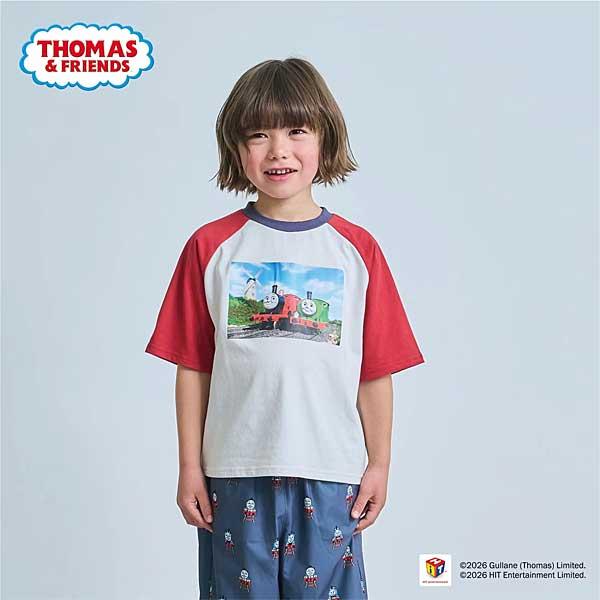SALE 20%OFF　ビールーム　b.ROOM　【きかんしゃトーマス】ラグラン半袖Tシャツ　90-110ｃｍ 2026-03　tシャツ キッズ 子供服 男の子　9861291