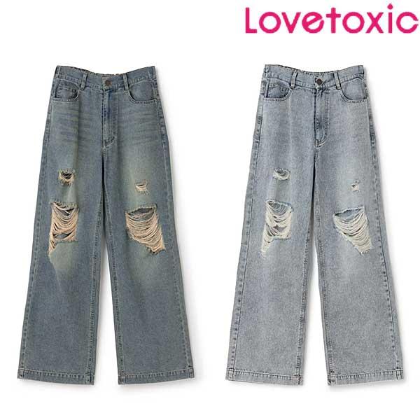 SALE 30％OFF　ラブトキシック　lovetoxic　【LTXC/接触冷感】ダメージデニムワイドパンツ　140-160cm　2026-06　ガールズ デニムパンツ　7761123