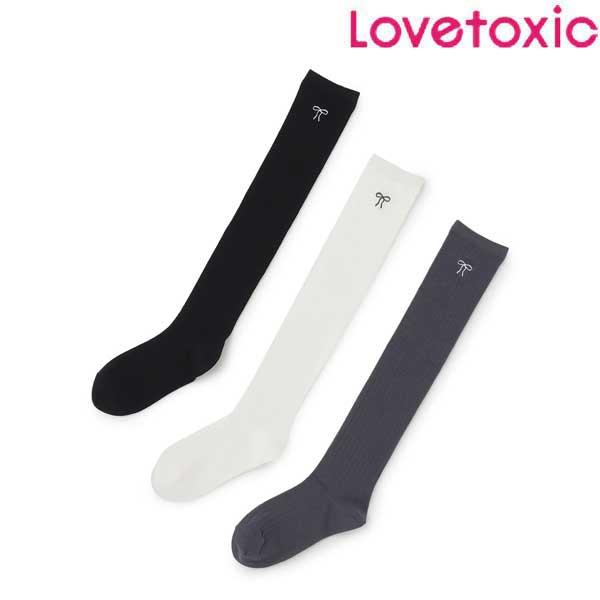 ラブトキシック　lovetoxic　リボン刺しゅうニーハイソックス　20-22cm23-25cm　2026-08　8363542