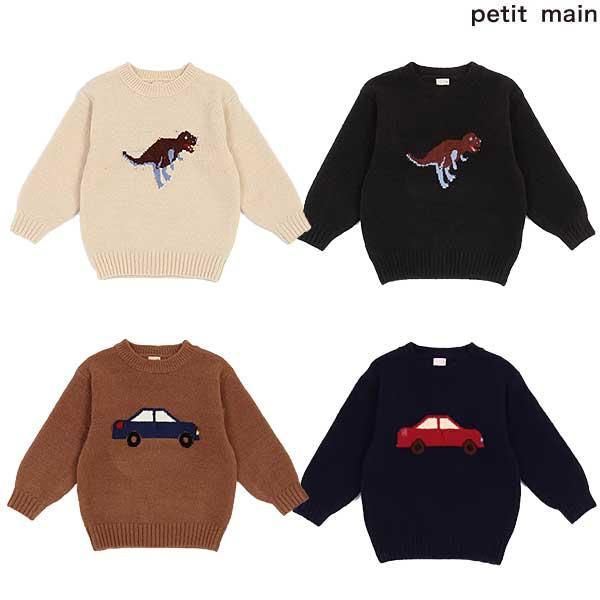 プティマイン petit main モチーフジャガードニット S(80-90)M(100-110  