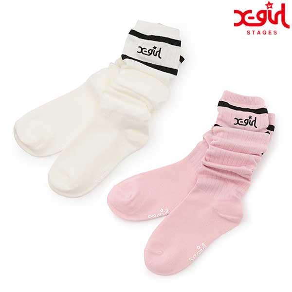 SALE 20%OFF　エックスガール ステージス　X-girl Stages　ラインロゴルーズソックス　13-21cm　2025-11　9254413