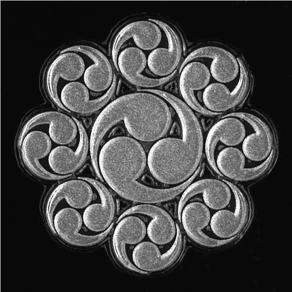 家紋 蒔絵シール 家紋ステッカー 「 九曜巴(板倉巴) 」 銀 30mm