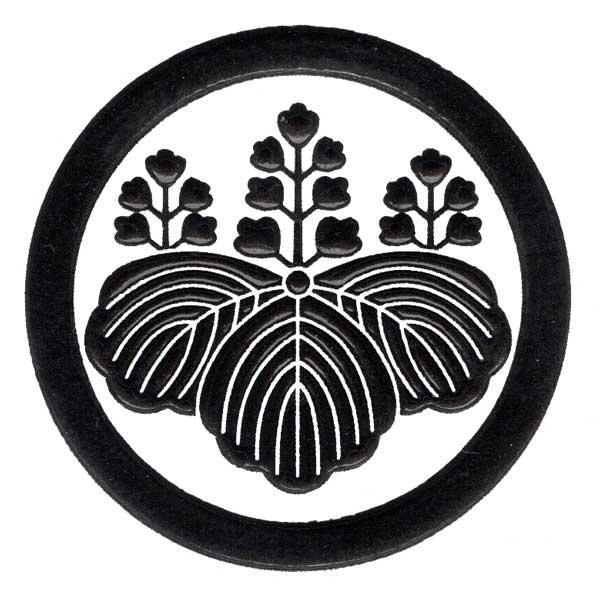 家紋 蒔絵シール 家紋ステッカー 「丸に五七桐 」 黒 30mm : TOYO LABO