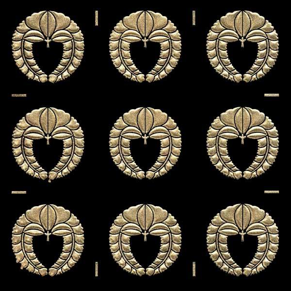 家紋 蒔絵シール 家紋ステッカー 「 下がり藤」 金 15mm 9個付 : TOYO