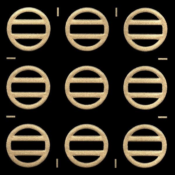 家紋 蒔絵シール 家紋ステッカー 「七つ割二引」 金 15mm 9個付