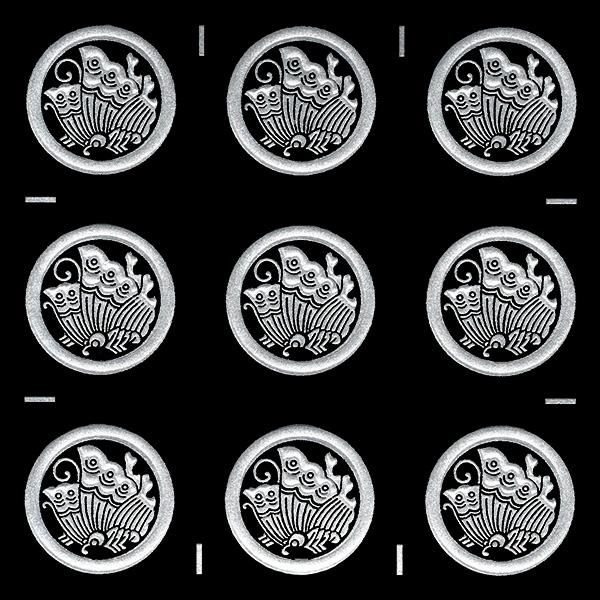 家紋 蒔絵シール 家紋ステッカー 「丸に揚羽蝶」 銀 15mm 9個付 : TOYO