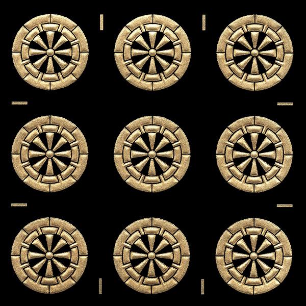 家紋 蒔絵シール 家紋ステッカー 「源氏車」 金 15mm 9個付 : TOYO