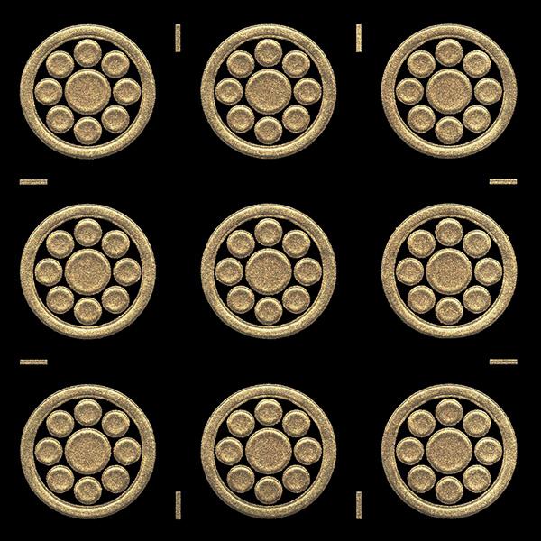 家紋 蒔絵シール 家紋ステッカー 「丸に九曜星」 金 15mm 9個付 : TOYO
