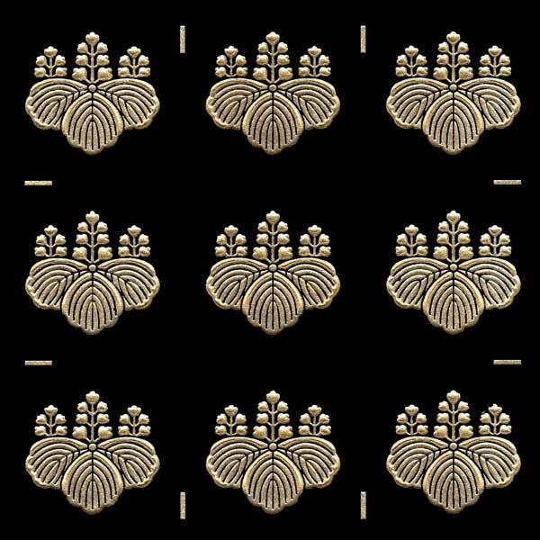 家紋 蒔絵シール 家紋ステッカー 「五七桐」 金 15mm 9個付 : TOYO