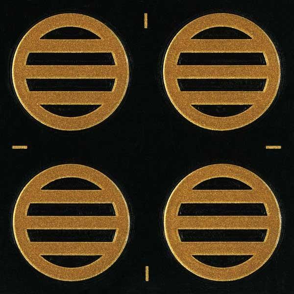 家紋 蒔絵シール 家紋ステッカー 「 九つ割り三引 」 金 24mm 4個付