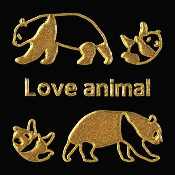 動物 蒔絵シール「love animal パンダ 金 30mm」 : TOYO LABO