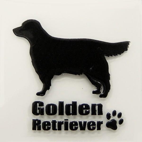 犬 蒔絵シール LOVE DOG ゴールデンレトリバー（横向き） 黒 : TOYO