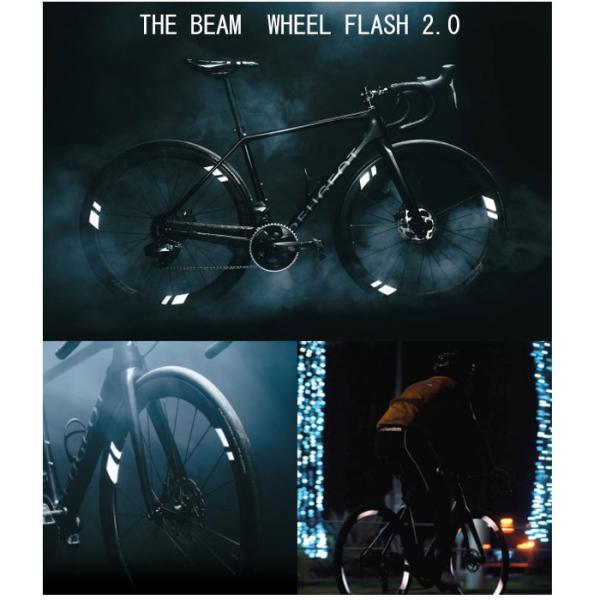 THE BEAM　WHEEL FLASH 2.0　ホイール用　全国一律送料無料カラー : シルバー、ブルー、レインボー、ピンク夕暮れ時や暗くなった後の乗車時、車などのライトを反射して輝き 自車の存在をアピールする 「THE BEAM　WHE...
