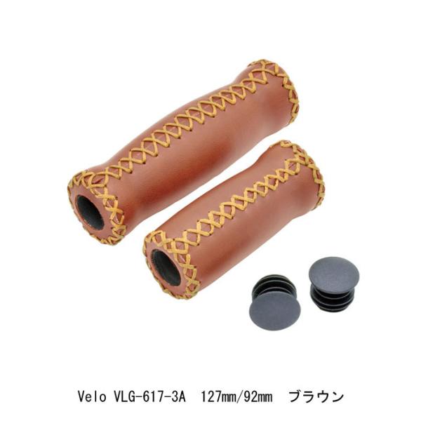 全国一律送料￥600-【店頭受取可能商品】VELO VLG-617-3A レザー風グリップシティライド用（２本１セット）サイズ : 127/92mm（ロング/ショートタイプ）エンドキャップ付属仕様 : 貫通タイプ取付径 : Φ22mm専用カ...