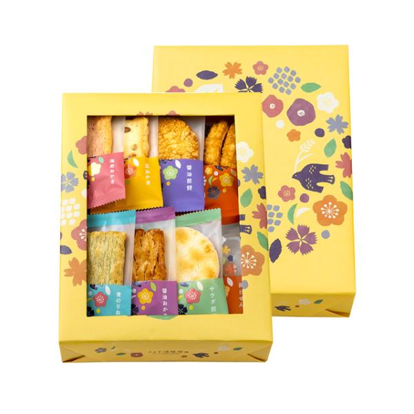 素材や食感にこだわって焼き上げたとよす自慢のおいしさを、バラエティ豊かに詰め合わせました。ブランドモチーフ「らくみ鳥と四季の草花」を大切な人とのつながりをイメージして輪の形のデザインを施した、かのか専用の包装紙でお包みしました。内容量／14...