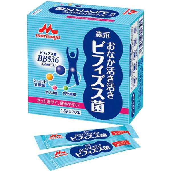 4つの成分（ビフィズス菌BB536、シールド乳酸菌、オリゴ糖、食物繊維）で腸内環境をサポート！さっと溶けて飲みやすい森永乳業のビフィズス菌<br>