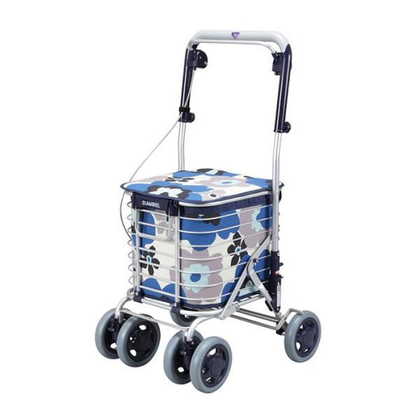 ユーバ産業 ショッピングカート スワレル 花柄 ネイビーブルー