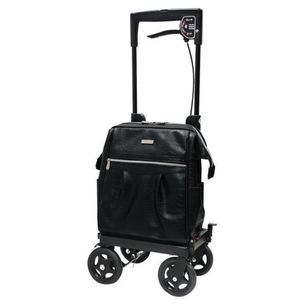 【メーカー欠品/8月中旬入荷予定】島製作所メロディプリモ コブリー 右用 クロコダイルBK 傘受け付 ショッピングカート サイドカー 4輪  高齢者 老人 おしゃれ