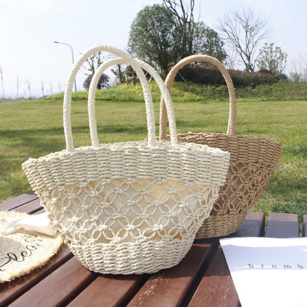 麦わらバッグ かごバッグ トート 籐のかごバッグ ハンドバッグ 草編み