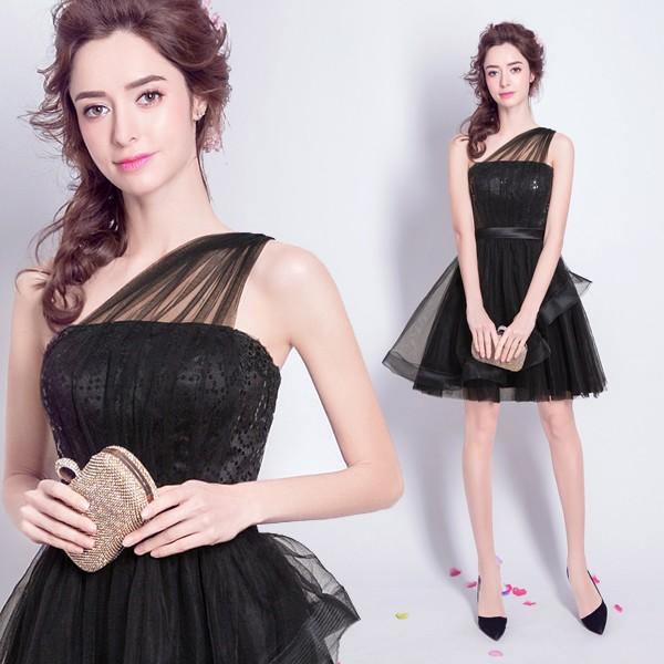 ミニドレス 安い カラーミニドレス 黒 花嫁 カクテルドレス ミニ 二次会 コンサート 結婚式 ブライダル 演奏会 ウェディングミニドレス 発表会 ワンショルダー Csmnq143 トヨワストア 通販 Yahoo ショッピング