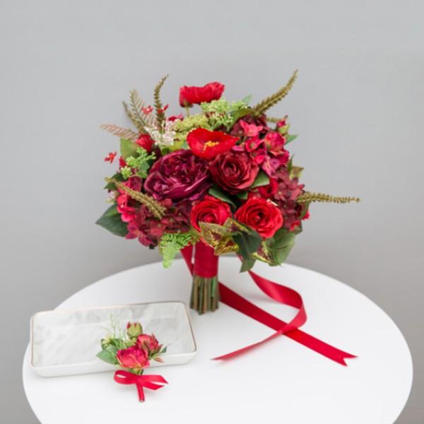 ウエディングブーケ 赤 ブートニア 安い 結婚式 ウェディングブーケ 花嫁 アレンジメント 披露宴 ウェディング用 造花 ブライダルブーケ 手作り Buyee 日本代购平台 产品购物网站大全 Buyee一站式代购 Bot Online