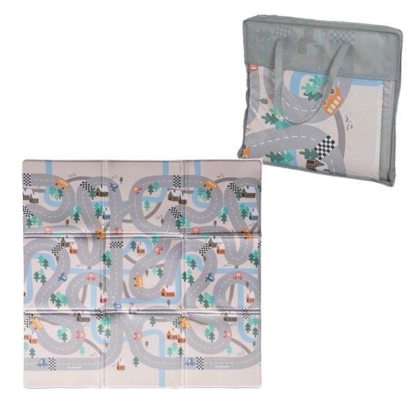 ,#20251203001 ベビーザらス 折りたためる！高品質PVCベビープレイマット / ロードやわらか素材のおしゃれなロード柄マット折りたためるので、お片付けもらくらく♪お部屋になじみやすいナチュラルカラーな子供が大好きなロード柄マット...