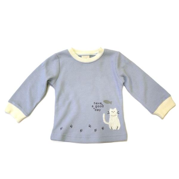 #2025Baby×Pet1010 【トイザらス・ベビーザらス限定】ペット＆ベビーリンクコーデcollection初登場！ネコちゃんさがら刺繍と総柄がそれぞれかわいい長袖Ｔシャツです。猫用スタイ・ウエアと柄がリンクしてるので、ペットとリンク...