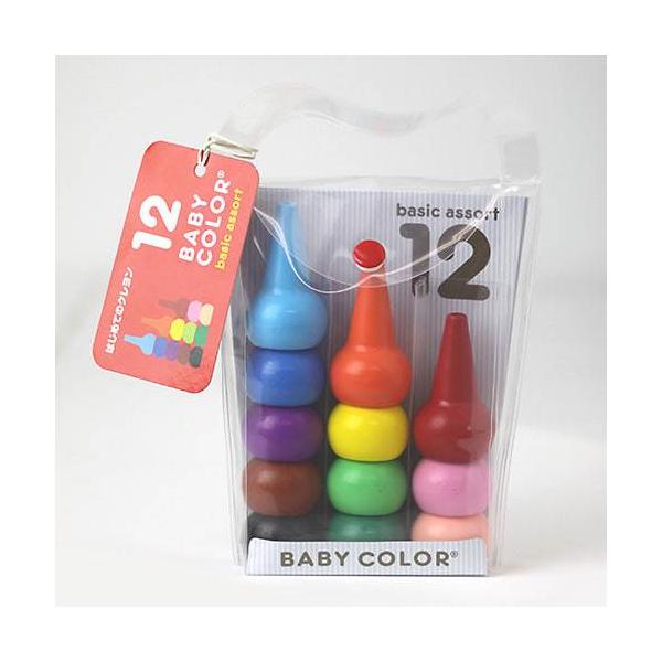 , 安全で、持ちやすく、折れにくく、汚れにくい、こどもがはじめて使うクレヨン。ベビーコロールは永年の研究から開発された独特の形と折れにくく、汚れにくい形が特長のクレヨンです。