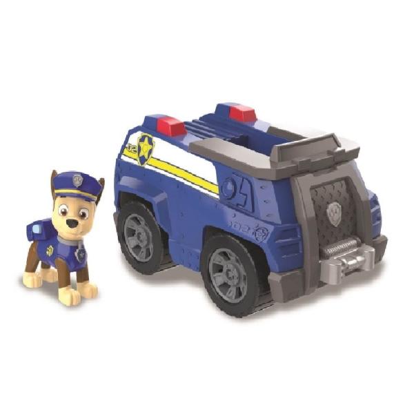 , パウ・パトロールの人気キャラクター「チェイス」が「ポリスカー」と一緒におもちゃで登場！ワンギミック付ビークルと可動フィギュアのセットで、ごっこ遊びが楽しめます。