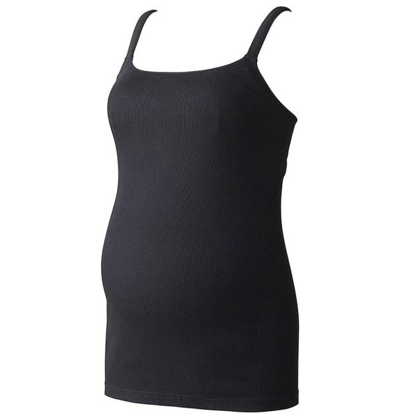 授乳キャミソール マタニティ キャミ 犬印本舗 オーガニックコットン 綿100％ 肌着 インナー 下着 産前産後 パット取り外し可 ブラック グレー エンジェリーベ